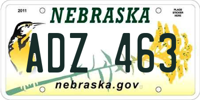 NE license plate ADZ463