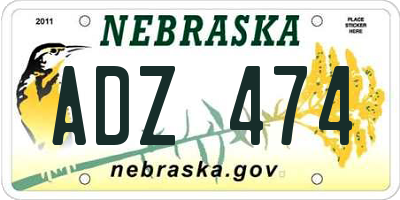 NE license plate ADZ474
