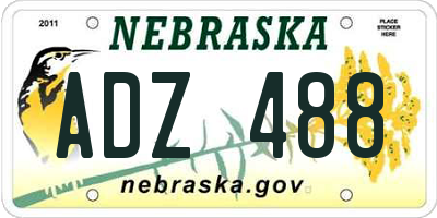 NE license plate ADZ488