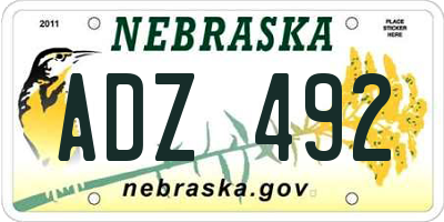 NE license plate ADZ492