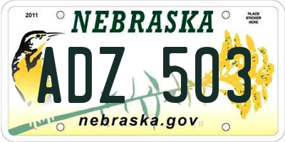 NE license plate ADZ503