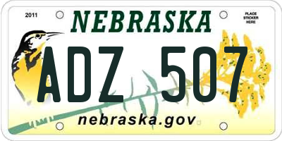 NE license plate ADZ507