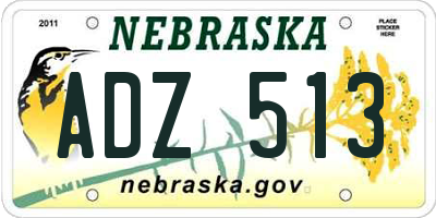 NE license plate ADZ513