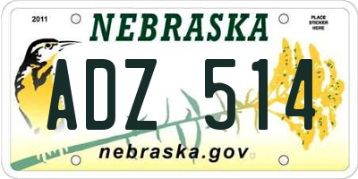 NE license plate ADZ514