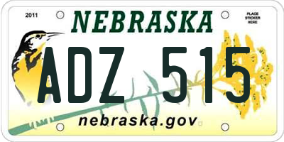 NE license plate ADZ515