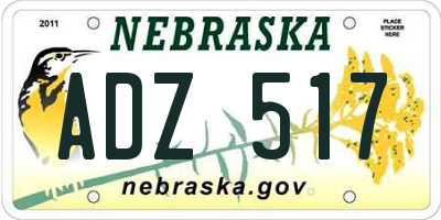 NE license plate ADZ517