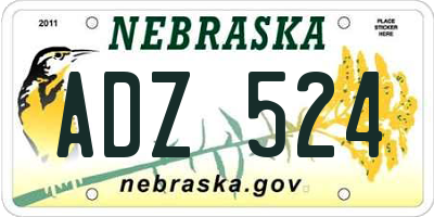 NE license plate ADZ524