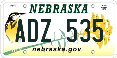 NE license plate ADZ535