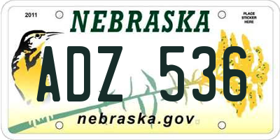 NE license plate ADZ536
