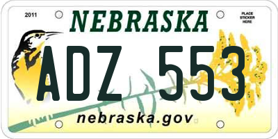 NE license plate ADZ553