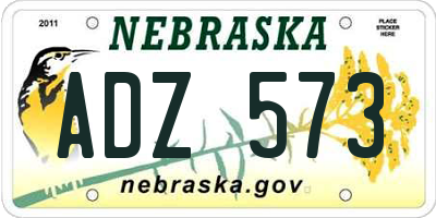 NE license plate ADZ573