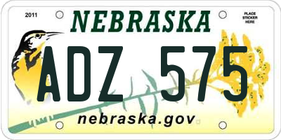 NE license plate ADZ575