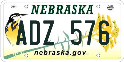 NE license plate ADZ576