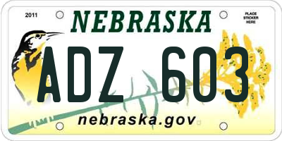 NE license plate ADZ603