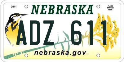 NE license plate ADZ611