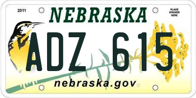 NE license plate ADZ615