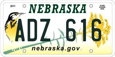 NE license plate ADZ616