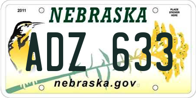 NE license plate ADZ633
