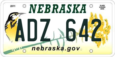 NE license plate ADZ642