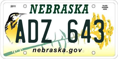 NE license plate ADZ643