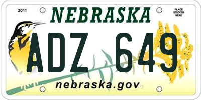 NE license plate ADZ649