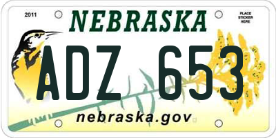 NE license plate ADZ653