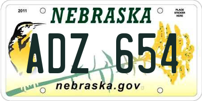 NE license plate ADZ654