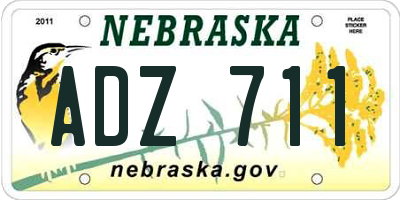 NE license plate ADZ711