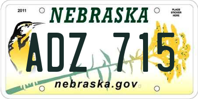 NE license plate ADZ715
