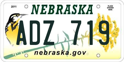 NE license plate ADZ719