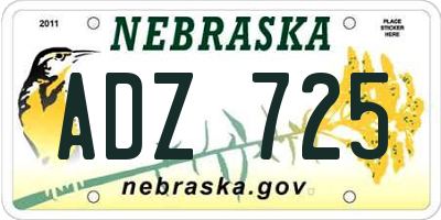 NE license plate ADZ725