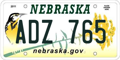 NE license plate ADZ765