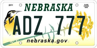 NE license plate ADZ777
