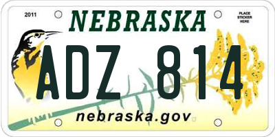 NE license plate ADZ814