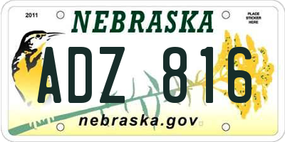 NE license plate ADZ816