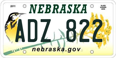 NE license plate ADZ822