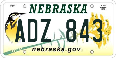 NE license plate ADZ843