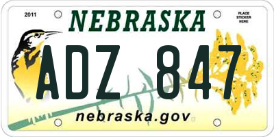 NE license plate ADZ847