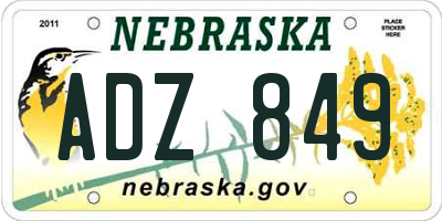 NE license plate ADZ849
