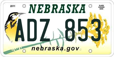 NE license plate ADZ853