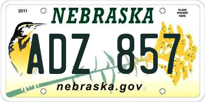 NE license plate ADZ857