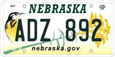 NE license plate ADZ892