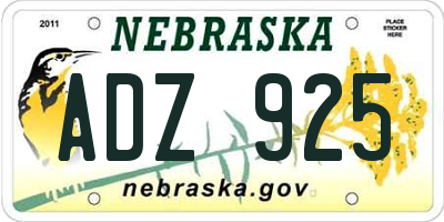 NE license plate ADZ925