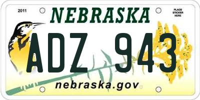 NE license plate ADZ943