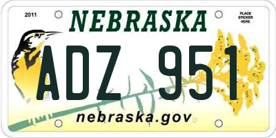 NE license plate ADZ951