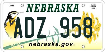NE license plate ADZ958