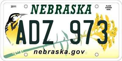 NE license plate ADZ973
