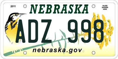 NE license plate ADZ998