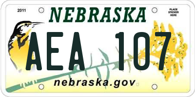 NE license plate AEA107