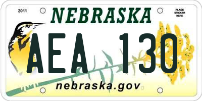 NE license plate AEA130